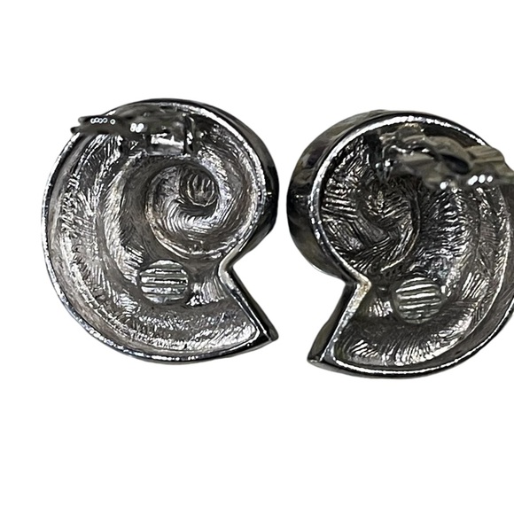 Givenchy- Stamped Vintage Swirl Silver Tone Clip On Earrings-Preowned - Picture 5 of 6